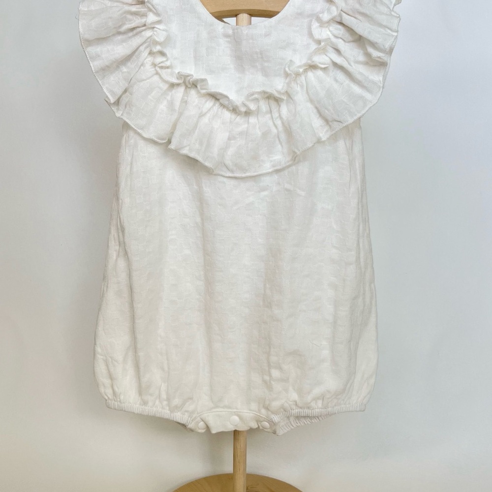 NWOT Classic White Ruffle Romper for Baby Girl